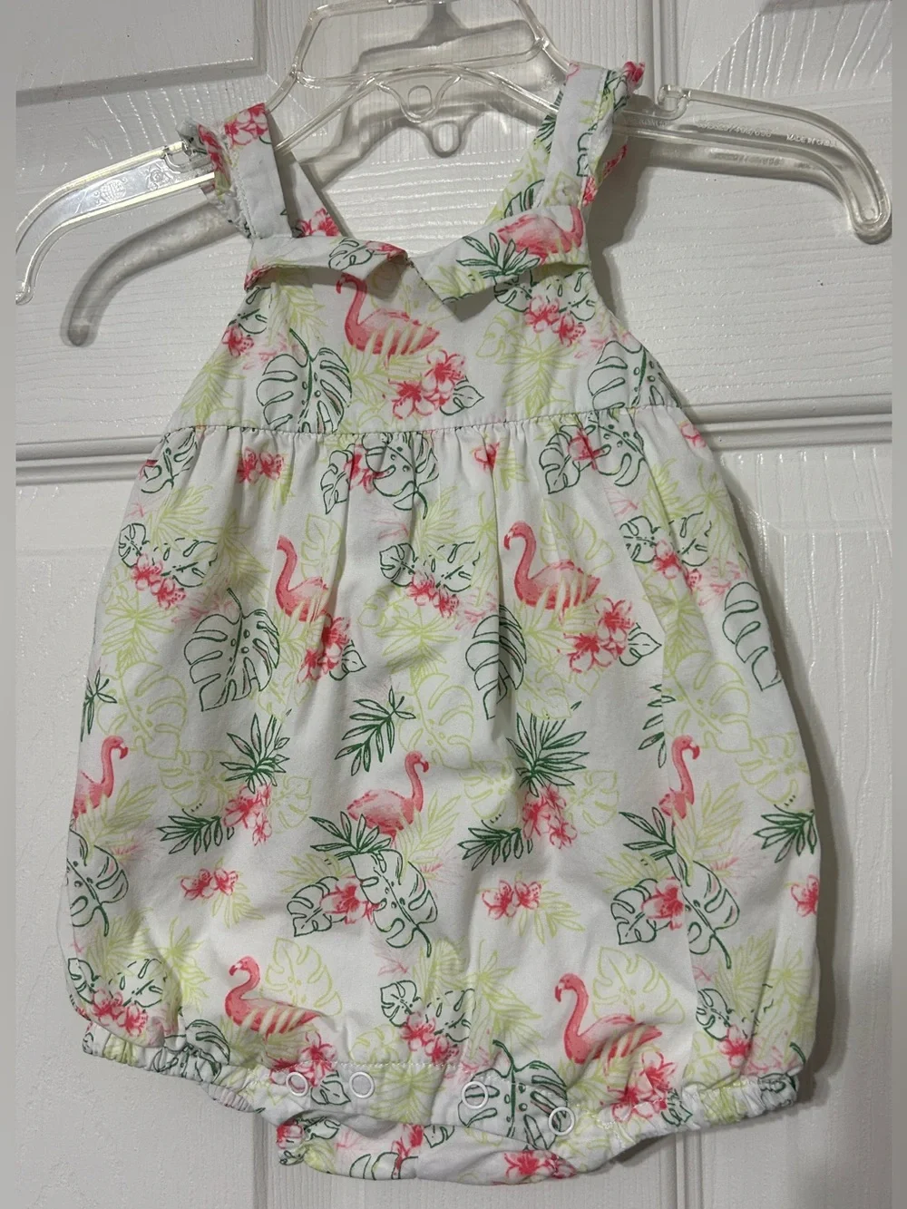 Janie And Jack Baby Girl Bubble Romper Tropical Flamingo Cotton Size 3-6 Months